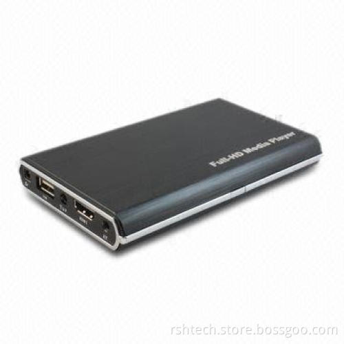 HD Media Player with 100 to 240V AC Input and 5V DC Output Voltage, Measures 132 x 82 x 21mm
